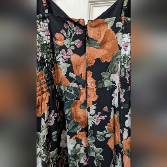 Abercrombie & Fitch Ruffle Tiered Black Orange Floral Maxi Dress Size XS - Picture 6 of 7